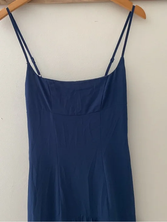 Lulus Auria Navy Blue Chiffon Drop Waist Square Neckline Maxi Dress NWT Small - Picture 6 of 15